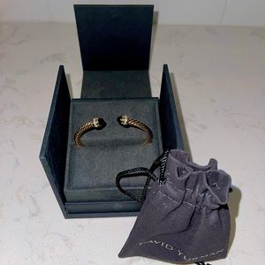 Solid 18k gold David Yurman bracelet with pave diamonds and black onyx